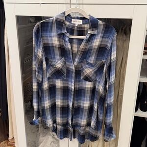 Bella Dahl Blue and White Plaid Button-Up Shirt